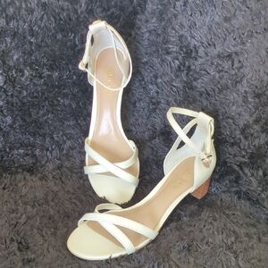 Lauren Ralph Lauren Light Cream Ankle-Strap Block Heel Sandals